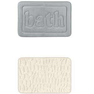 Unique Bargains 2Pcs Memory Foam Water Absorbent Quick Dry Non-Skid Bottom Soft Bathroom Rugs - 1 of 4