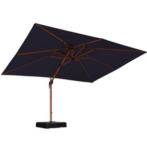 PURPLE LEAF Double Top Rectangle Patio Umbrella with Base Deluxe Wood Pattern Offset Hanging Umbrella for Pool Garden - 1 of 4