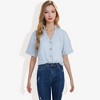 Anna-Kaci Women's Short Sleeve Button Down Shirt with V-Neckline Relaxed Fit - 3 of 4
