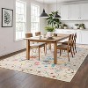 Runner Rug - Floral Boho Design, Ultra-Thin Low Pile, Non-Slip Backing, Machine Washable, 9*12ft, Beige - 2 of 4