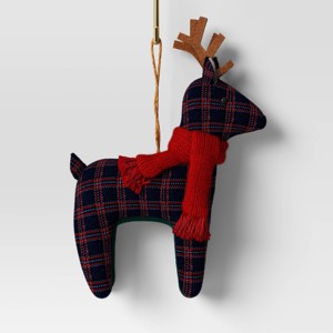 Christmas Fabric Deer Ornament Blue Plaid - Wondershop™ - 1 of 3