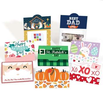 Big Dot of Happiness Assorted Seasonal Cards - All Holiday Assortment Money and Gift Card Holders - Set of 8