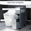 DOMETOUR Bathroom Floor Organizer Free Standing Space Saving Narrow Storage Cabinet Bath Toilet Paper Holder with Drawers, Gray - 4 of 4