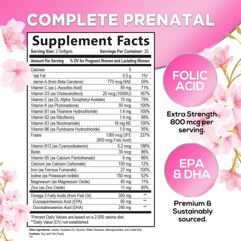 Hello Lovely! Prenatal Vitamins For Women with Folic Acid & DHA, 2 of 9