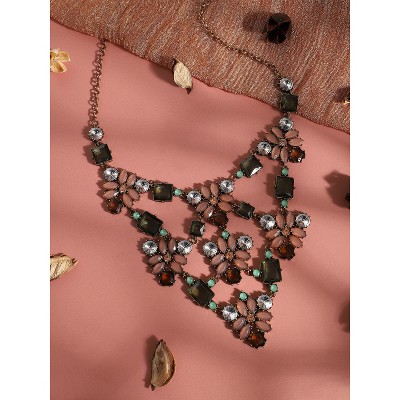 SOHI Women's Multicolour Party Stone Statement Necklace
