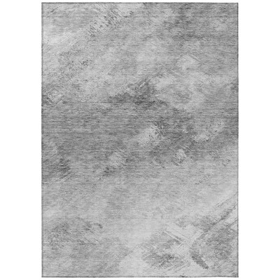 Silver Gray And Ivory Abstract Washable Indoor Outdoor Area Rug