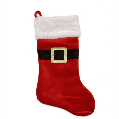 Northlight 20" Traditional Red and White Velveteen Santa Claus Belt Buckle Christmas Stocking