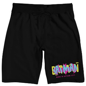 Batman Gotham City Men's Black Graphic Sleep Shorts - 1 of 4