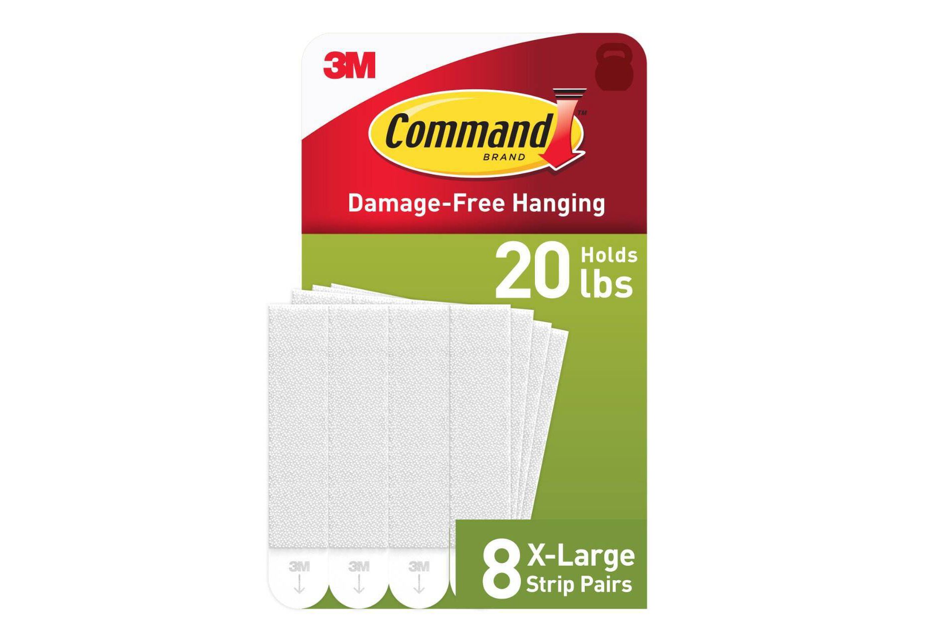 Command 8pk Heavy PHS Adhesives: Strongest Mounting Strips, Plastic, White, Office & Art Supplies