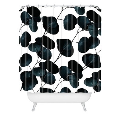 83 Oranges Dark Leaves Shower Curtain Black/White - Deny Designs