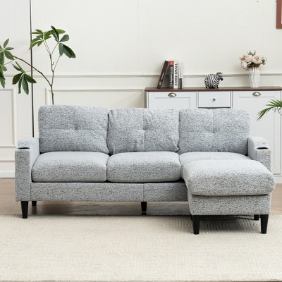 JUJABU L-Shaped Sofa with Storage Ottoman – 3-Seater Sectional for Small Spaces