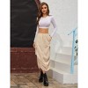 Women's Midi Cargo Skirt Ruched Drawstring Side High Waist Casual Skirts Streetwear with Pockets - 3 of 4