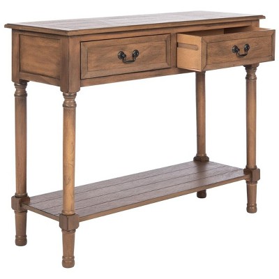 Primrose Warm Brown Wood & Metal Console Table with Storage