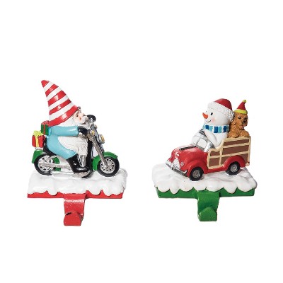 Transpac Resin Silly Holiday Friends Stocking Holder Set of 2 Christmas Home Decorations