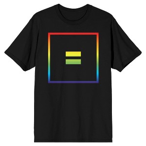 Rainbow Box With Equal Sign Crew Neck Short Sleeve Black Men's T-shirt - 1 of 3