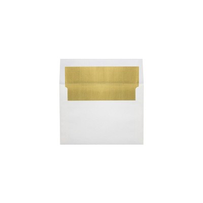 LUX A8 Foil Lined Invitation Envelopes (5 1/2 x 8 1/8) 50/Box White w/Gold LUX Lining