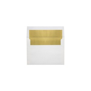 LUX A8 Foil Lined Invitation Envelopes (5 1/2 x 8 1/8) 50/Box White w/Gold LUX Lining - 1 of 1