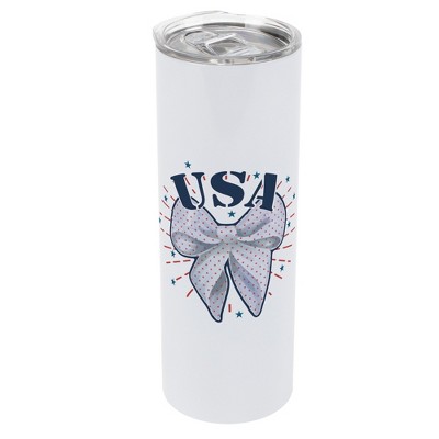Elanze Designs 20 Ounce Stainless Steel On the Go Travel Tumbler With Push Top Lid, USA Bow