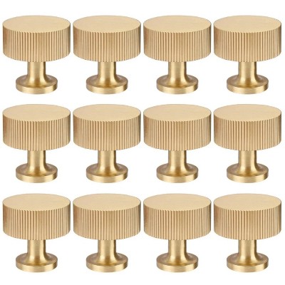 12 Pcs Knobs for Dressers, Cabinet, Drawer, Wardrobe, 1.1in Gold Knobs with Install Screws, Brushed Brass Finish