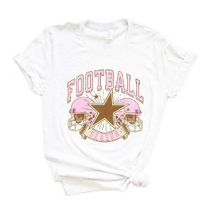 Simply Sage Market Women's Football Season Pink Helmet Short Sleeve Graphic Tee - 1 of 4