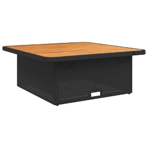 vidaXL Patio Table Black 43.3 In.x43.3 In.x28 In. Poly Rattan and Acacia Wood - 1 of 4