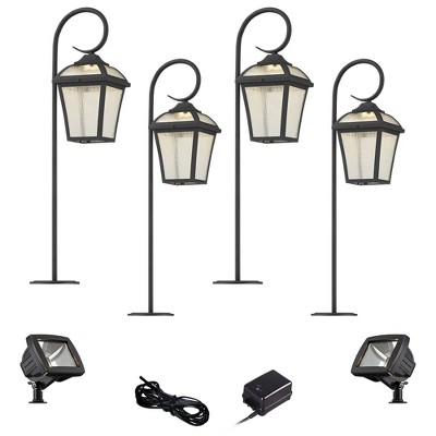 John Timberland Mosconi Textured Black 8-Piece LED Path and Flood Light Set