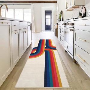 Modern Area Rug, Washable Abstract Accent Carpet with Non-Slip Backing, Soft Low Pile Throw Rug for Living Room Bedroom Office - 1 of 4