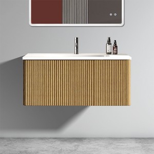 Dolonm Floating Bathroom Vanity with White Ceramic Sink, Modern Wall Mount Light Oak Storage Cabinet - 1 of 4