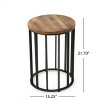 CAVINAS 15" Outdoor Side Table with Acacia Wood Top and Metal Base,Waterproof and Durable Patio Table,Cylindrical Patio End Table for Garden,Natural - 2 of 4