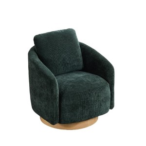 Swivel Barrel Chair, Modern Round Accent Armchairs with Back Pillow, Upholstered Comfy 360 Degree Swivel Club Chair - 1 of 4