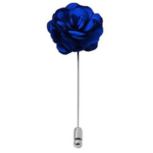 TheDapperTie Men's Royal Blue Solid Color Rose Floral Lapel Pin