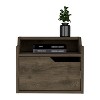 Vynxaria Winchester Floating Nightstand, Modern Dual-Tier Design with Spacious Single Drawer Storage, Dark Brown - 4 of 4