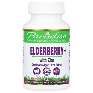 Paradise Herbs Elderberry+ with Zinc, 60 Vegetarian Capsules - 1 of 2