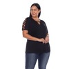 Plus Size Keyhole Neck Cutout Short Sleeve Top - White Mark - 2 of 4