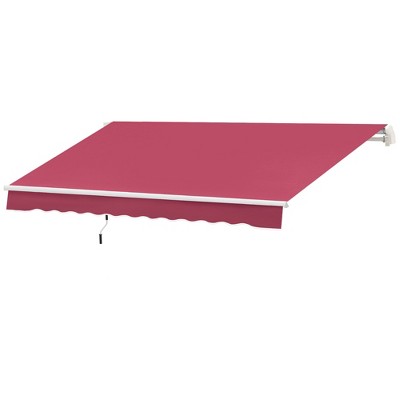 Wine Red Manual Retractable Patio Awning with Aluminum Frame