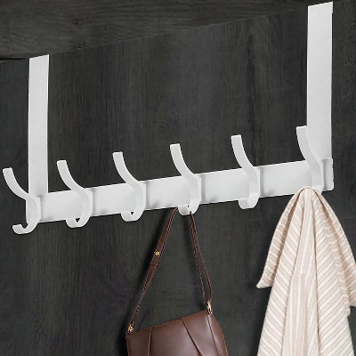 LunaLulinlk Over The Door Hooks with 12 Coat Hooks, Over The Door Towel Rack Door Hanger Hook for Hanging Clothes, Coats, Towels White