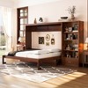 Queen Size Murphy Bed with Height Adjustable Storage Compartments and Shelf - 2 of 4