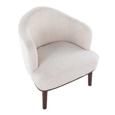 Ahoy Cream Mid-Century Modern Wood Accent Chair