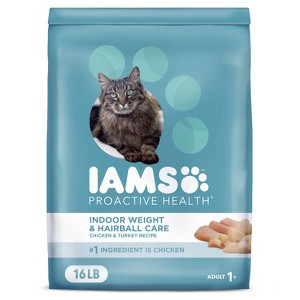 IAMS Proactive Health Weight Control and Hairball Care with Chicken and Turkey Flavor Indoor Dry Cat Food - 16lbs - 1 of 4