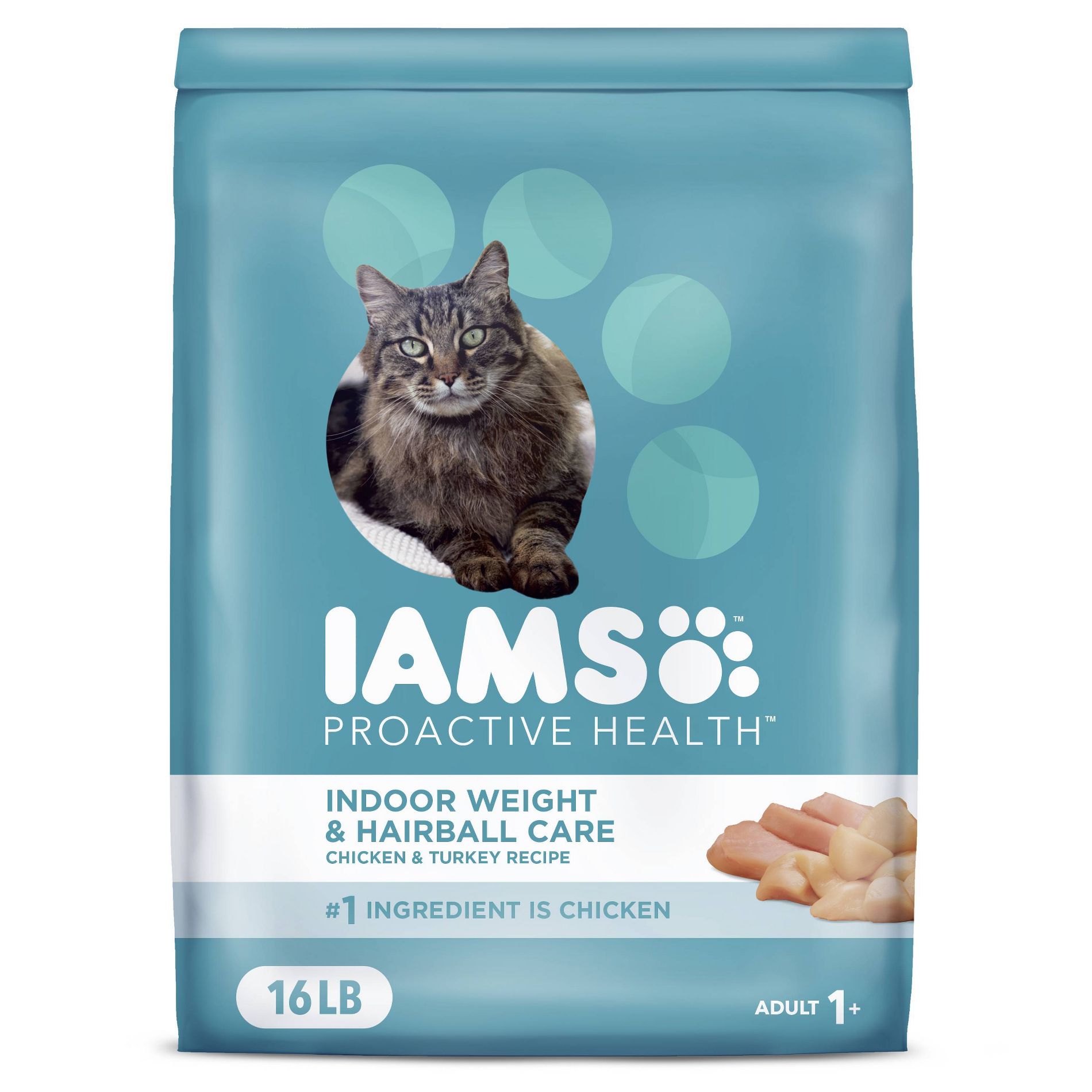 IAMS Proactive Health Weight Control and Hairball Care with Chicken and Turkey Flavor Indoor Dry Cat Food - 16lbs