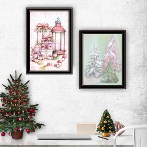 YOOCOZZ Christmas Trendy Decoration,Trendy Decor 4U 2- Piece Wall Art, Vignette Pink Candy Land Christmas Trees, by Mary June, Black or White Framed - 1 of 4