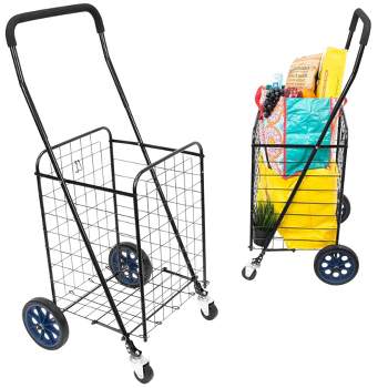 Mount-It! Rolling Utility Shopping Cart for Groceries and Other Supplies | Portable Grocery Cart Rolls Smoothly | Foldable and Easy to Store