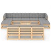 vidaXL 11 Piece Patio Lounge Set with Cushions Solid Wood Pine - Natural With Cushions - 3 of 4