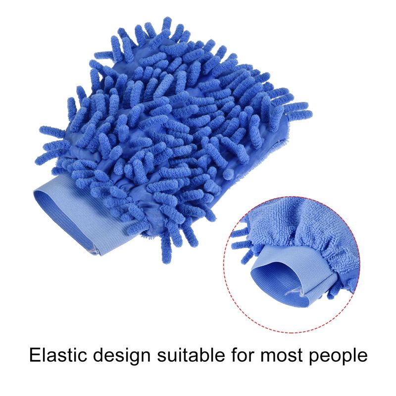 Unique Bargains Microfiber Chenille Mitts Reusable Scratch-Free Cleaning Gloves Wash Sponge for Home Kitchen, 5 of 7