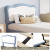 Upholstered Bed Frame for Kids with Scallop Headboard, Cute Velvet Twin Bed for Girls, Boys, Sturdy Platform Bed, No Box Spring Needed, Noise Free - 2 of 4
