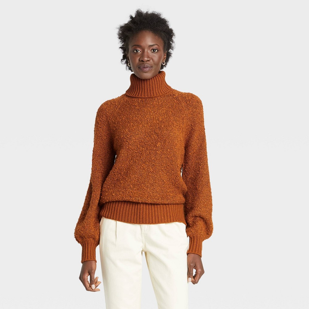 Size Small Women's Turtleneck Pullover Sweater - Who What Wear Brown