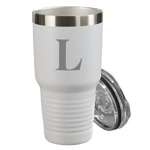 Personalization Mall Personalized Initial Vacuum Insulated Stainless Steel Tumbler, White, 30 oz. - 1 of 1
