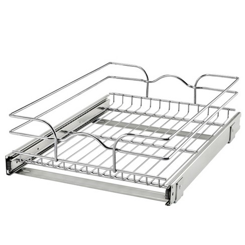 Rev A Shelf 5wb1 1520cr 1 15 Inch X 20 Inch Single Wire Basket Pull Out Shelf Storage Organizer For Kitchen Base Cabinets Silver Target