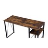 Royal Hampton Writing Desk with 2 Tier Shelves and Tubular Metal Legs, Brown and Black - 3 of 4
