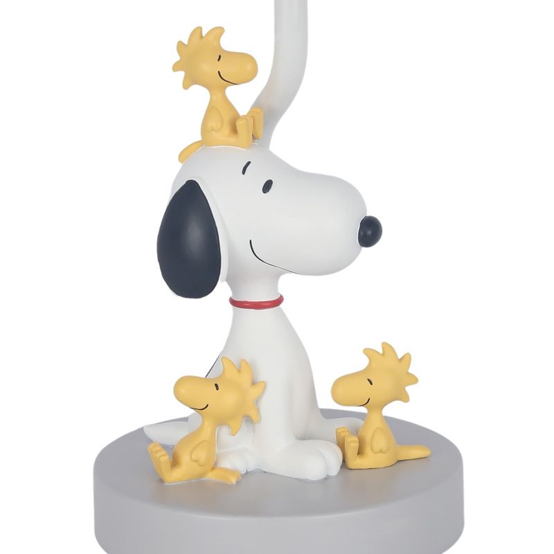 Lambs & Ivy Classic Snoopy & Friends White/Gray Nursery Lamp with Shade & Bulb, 3 of 5